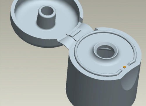 Creo model of a hinged flip cap